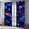 2pc    Window Drapes Outer Space Durable Polyester  Without Electricity Holiday Decorations Perfect for Carnival Decor