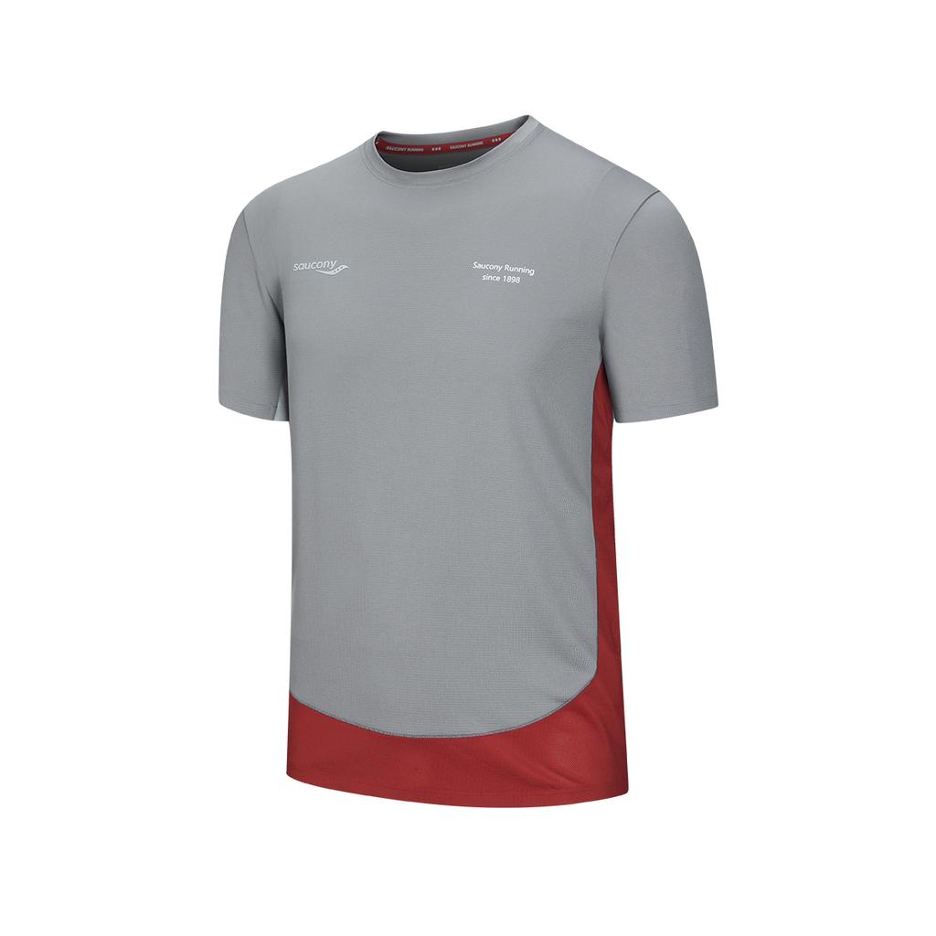 SAUCONY Running Training Series Soul Runner Fashion Versatile Round Neck Short Sleeve T-Shirt Unisex Tops Cloud-Gray SA2250ST62T-GR115
