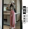 Gray chenille narrow wide-leg pants women's new autumn and winter velvet thickened lazy wind loose straight pants