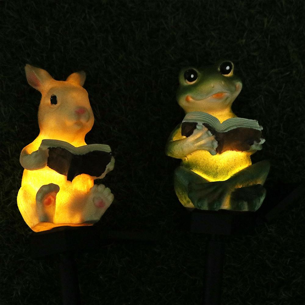 Resin Frog Statue Solar Lawn Lamp Creative Frog Figurines Craft Stake Lights  Gifts
