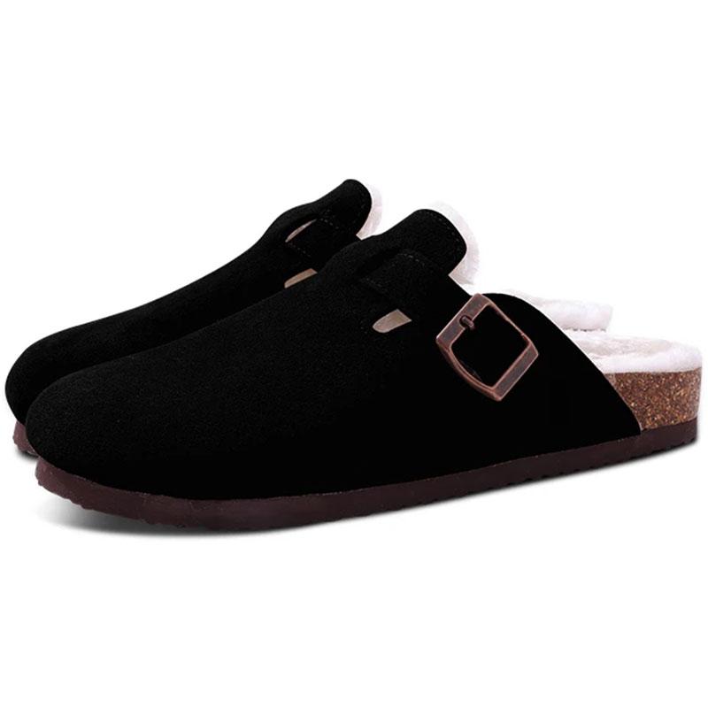 Fashion Kidmi New Women Clogs Men Clogs Suede Slippers Fashion Cork Footbed Leather Slippers Classic Mules Soft Antiskid House Slippers