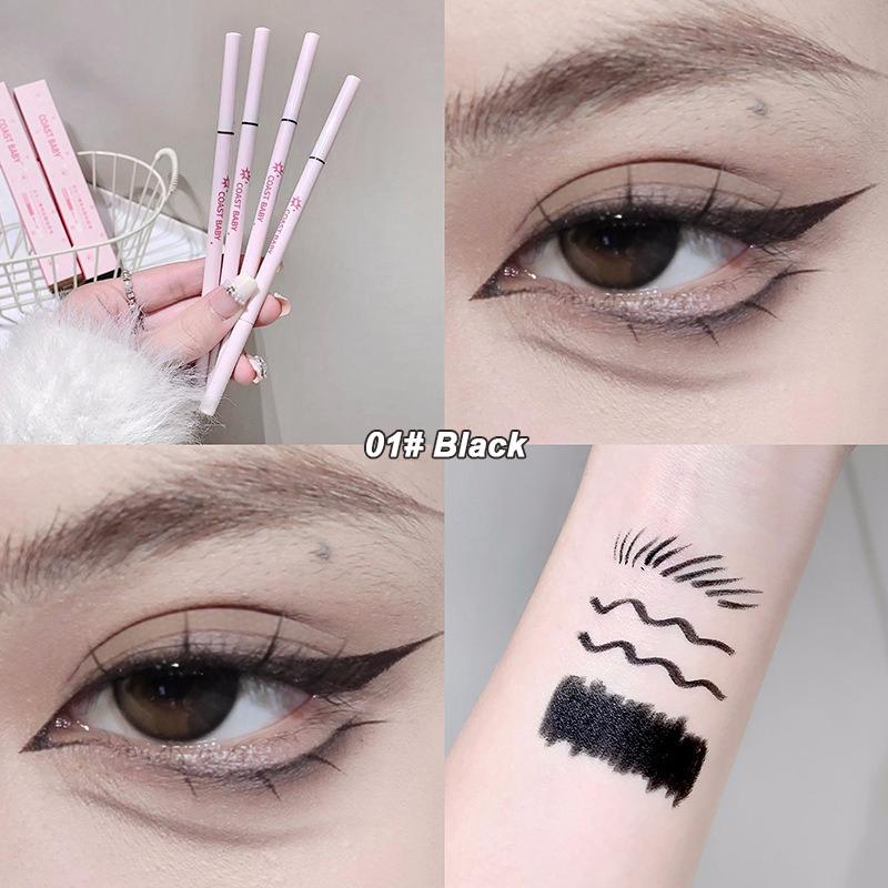 

Double Head Brown Eyeliner Gel Pen Long-lasting Waterproof Gel Eyeliner Natural Black with Blade Brush Aegyo Sal Makeup Pen