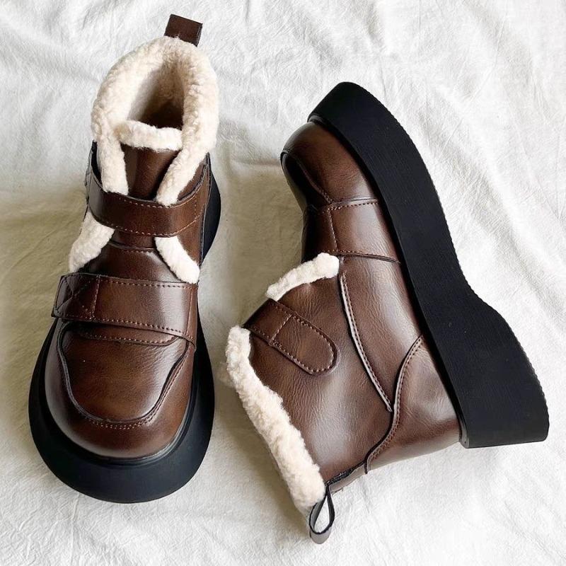 Mote støvletter dame høst og vinter bomull varme dame støvletter varme flat bunn komfortable mykt skinn myk såle allsidige varme sko