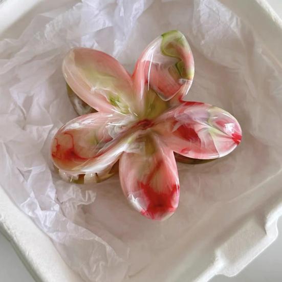 Hair Claw Flower Shape Stable Grip Summer Back Head Hair Clip Bright Color Non-Slip Shower Hair Claw Hair Accessories