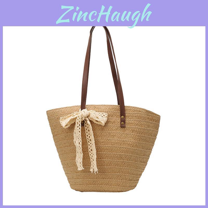 Woven Beach Bag For Women Large Capacity Casual Day Out With Interior Pouch