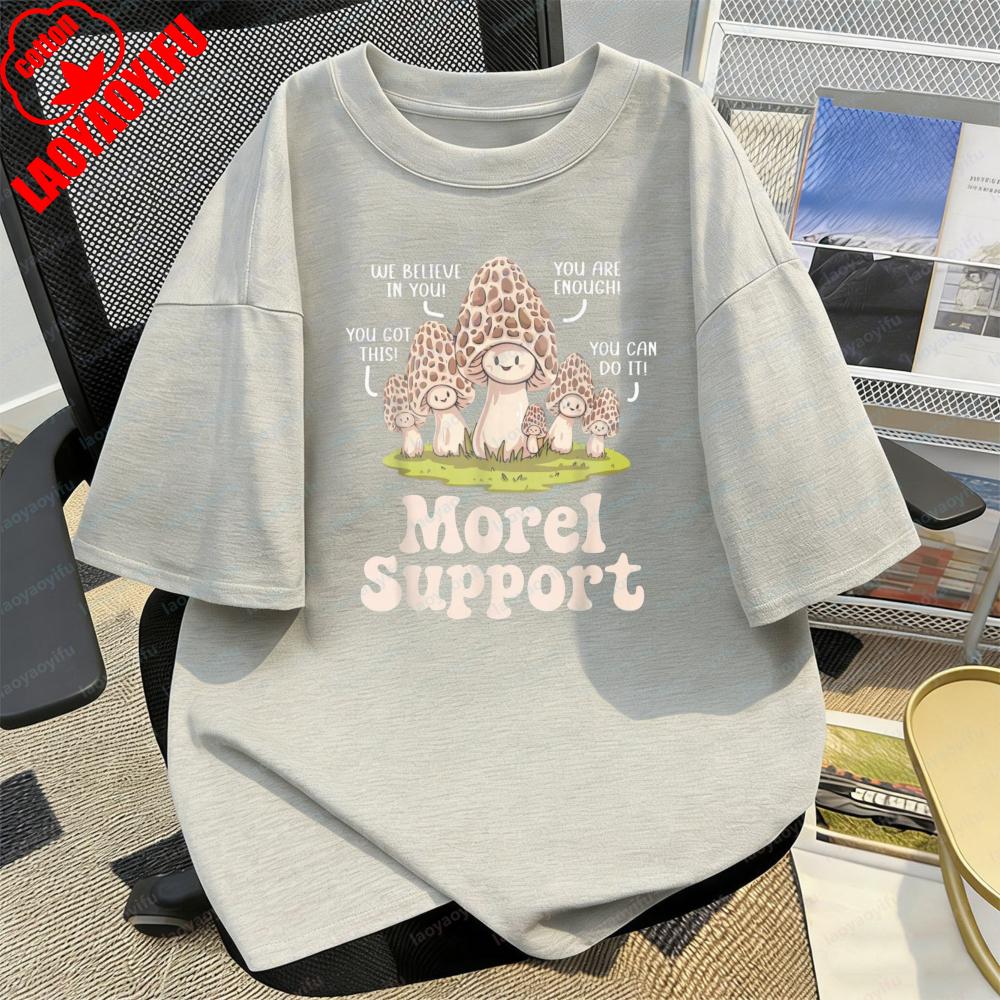 Orso Fungo e Fantasia Testuale Stile Casual T-shirt in Cotone Estate Retro Carina Moda Tendenza Maglietta Vestiti Kawaii Vestiti per Donne