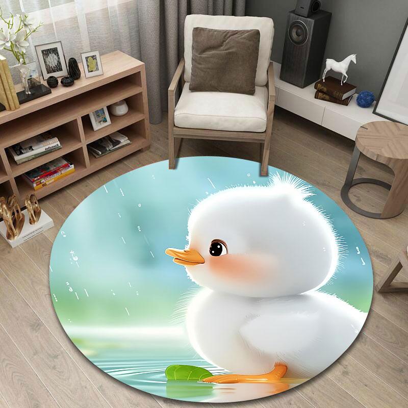 Vintage Round Rainbow Multicolor Rug Mat, Non-Slip Floor Mat for Office