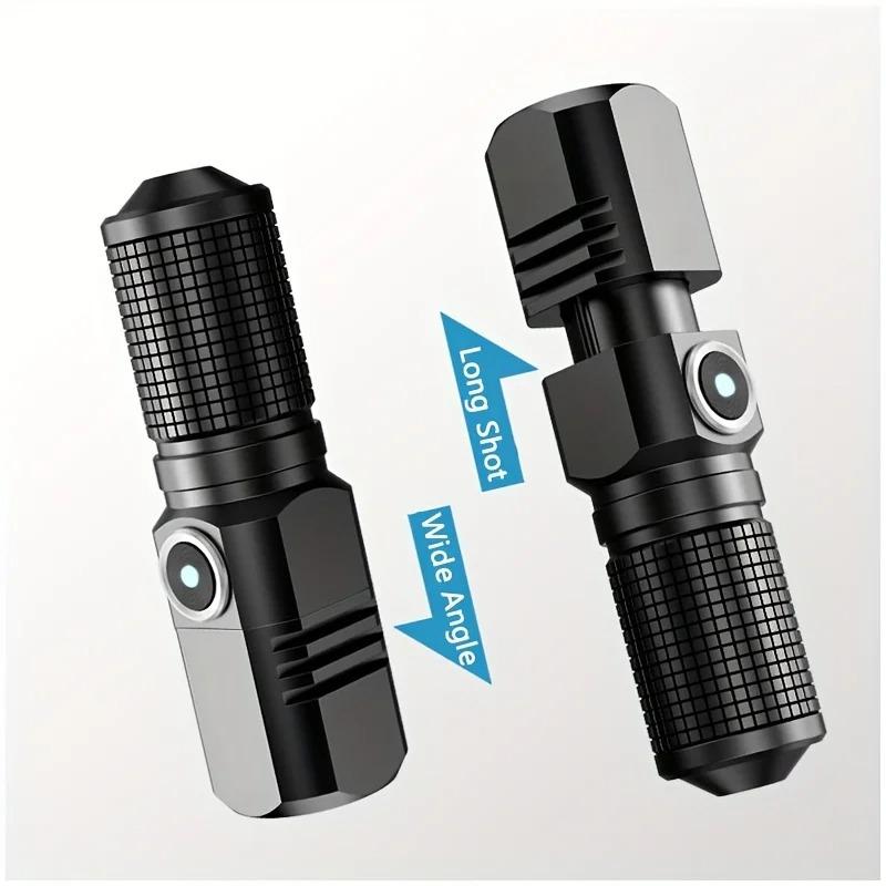 Mini Lanternă LED Super Luminoasă Reîncărcabilă prin USB Tip-C Zoom Lanternă de Pescuit Puternică 3 Moduri de Iluminare Lampă de Camping