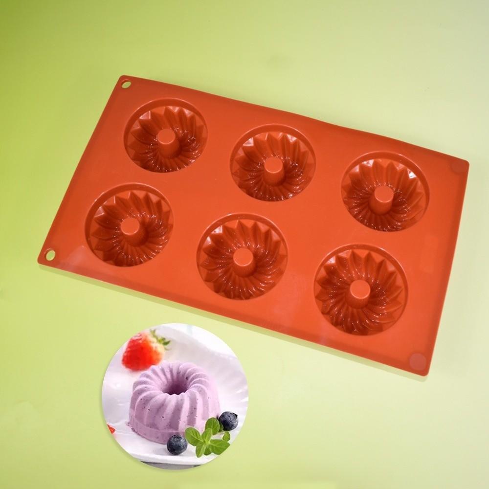 6 Cavity Mousse Cake Mold Silicone Baking Mold New Pudding Mould  for Donuts Jello