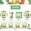 Dinosaur Birthday Decoration Party Supplies Set Cup Plate Tablecloth Dinosaur Balloons Happy Banner Cake Topper for Kids Favors
