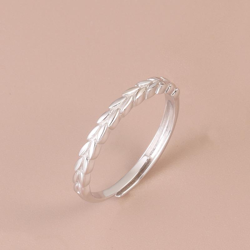 S925 Sterling Silver Wheat Ear Adjustable Women s Ring - Elegant Minimalist Design for Pinky or Index Finger. Adjustable Open