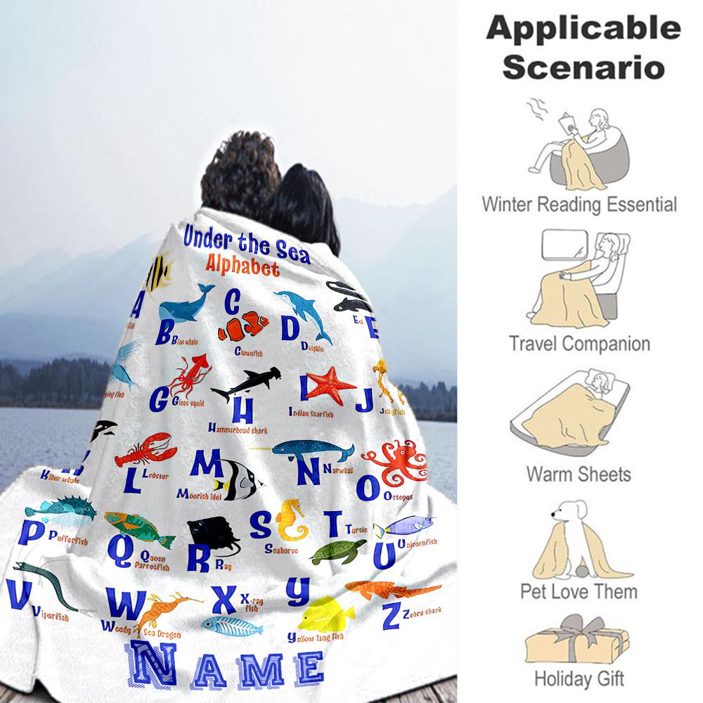 Learn Animals Customize Text Blanket Cozy Personalized Blanket Ultra-Soft Great for Bedding Chair Living Room Office Chair Four Seasons Universal