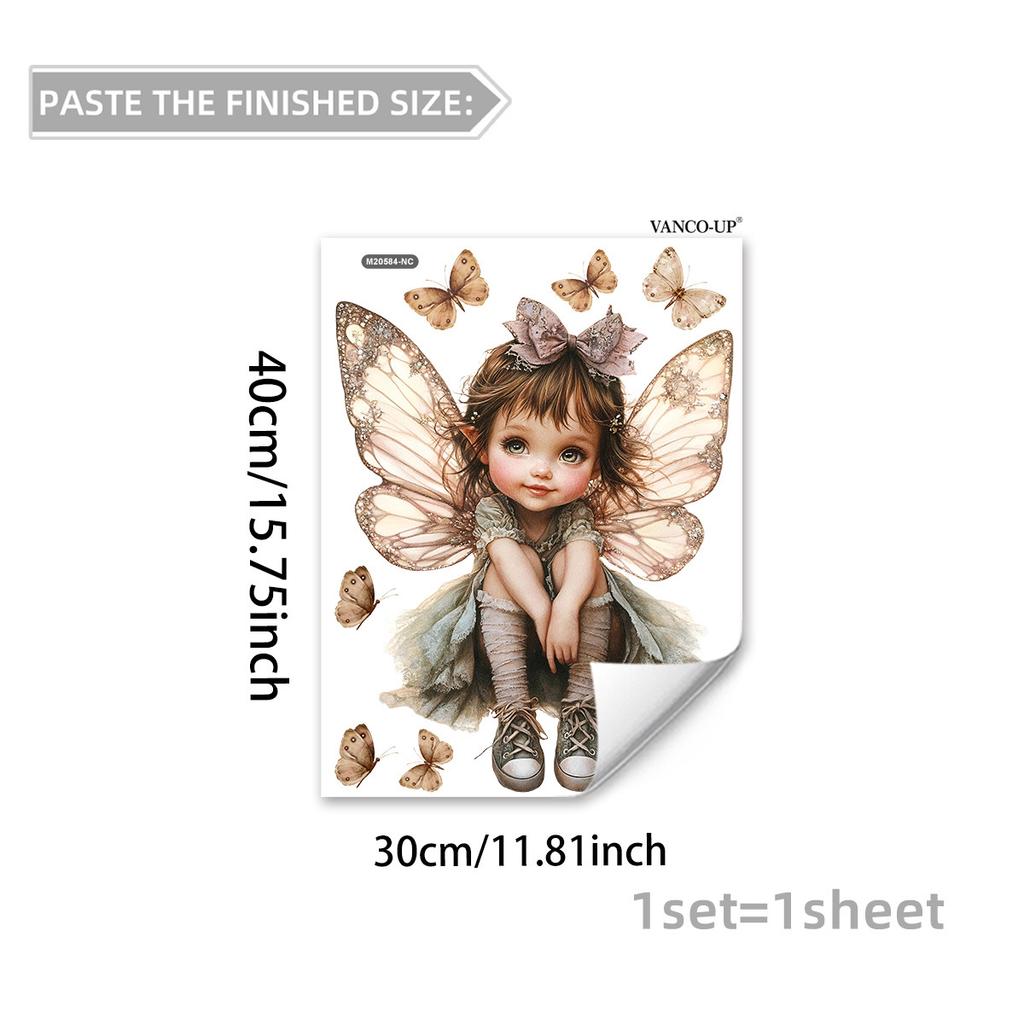 Creative Cute Rabbit Dinosaur Butterfly Fairy Girl Wall Stickers, Self-Adhesive Decor for Bedroom Living Room Decoration