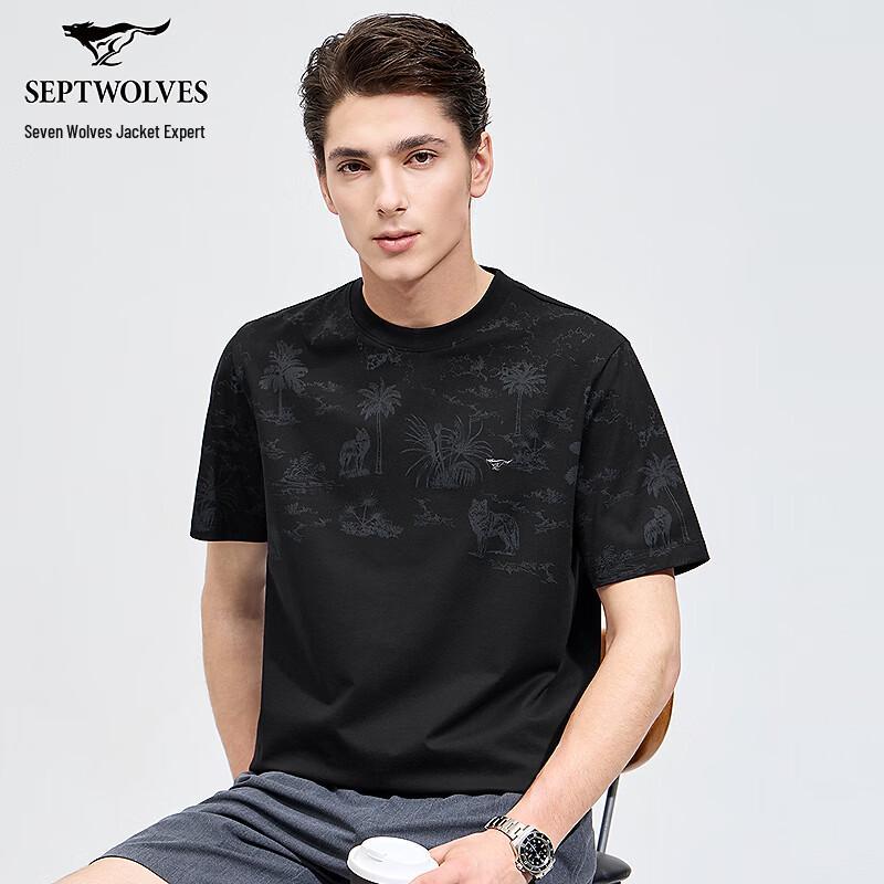 Septwolves Men s Summer Cool-Feel Printed Round Neck T-shirt 175/92A/XL