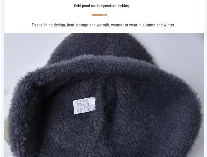 Unisex Winter Warm Plush Knit Wool Hat with Ear Protection