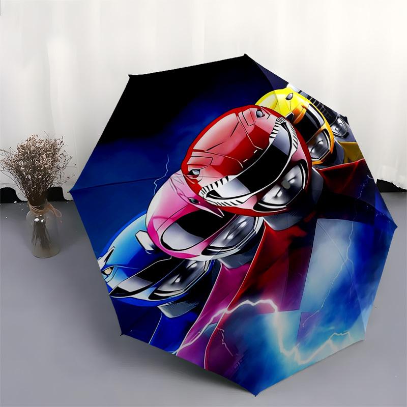 1pc Power Rangers Auto Open Close Umbrella - Portable Tri-Fold Design with 8-Bone Iron Frame - Outdoor for Fans, Travelers, Daily Use, Gift Idea.Q034