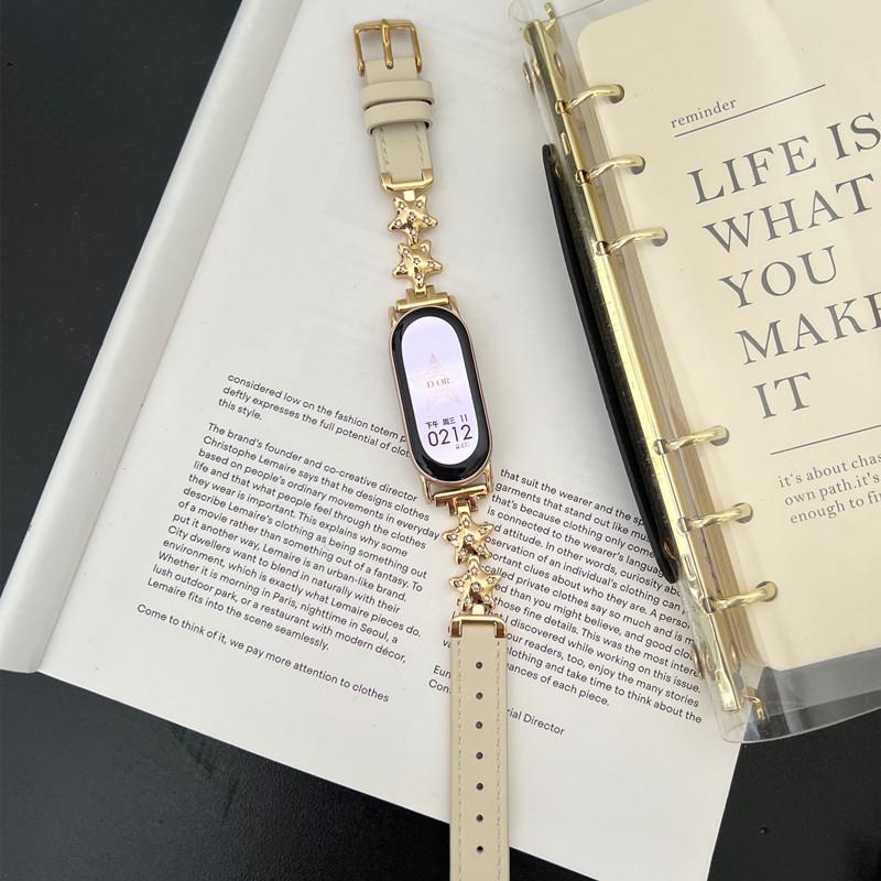 Luxury Leather Butterfly Strap For Xiaomi Mi Band 9 8 Smartwatch Band For Mi Band 8 9 Pro Sport Bracelet Wristband Replacement Red Mi Watch 4 Strap