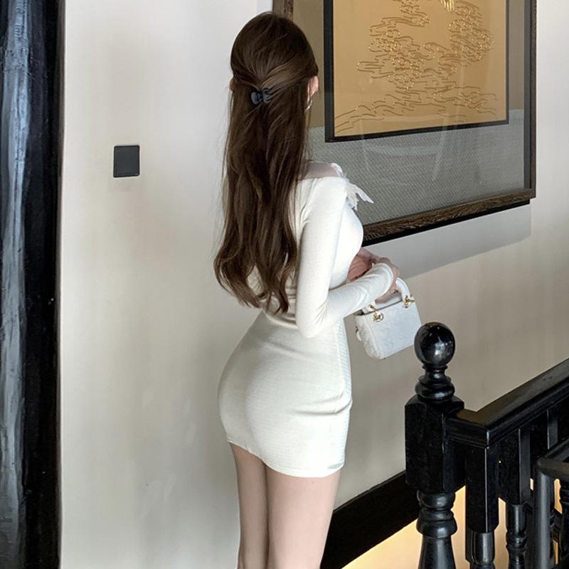 Rochie mulată cu mâneci lungi și flori tridimensionale în stil Spice Girl, pură dorință feminină