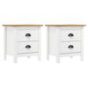 Day and Night - Day and Night Hill Nightstand 2 Units Solid White Pine Wood 46x35x49.5 Cm