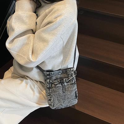 Lehká taška na mobilní telefon Dámská džínová crossbody taška Cestovní peněženka na mince