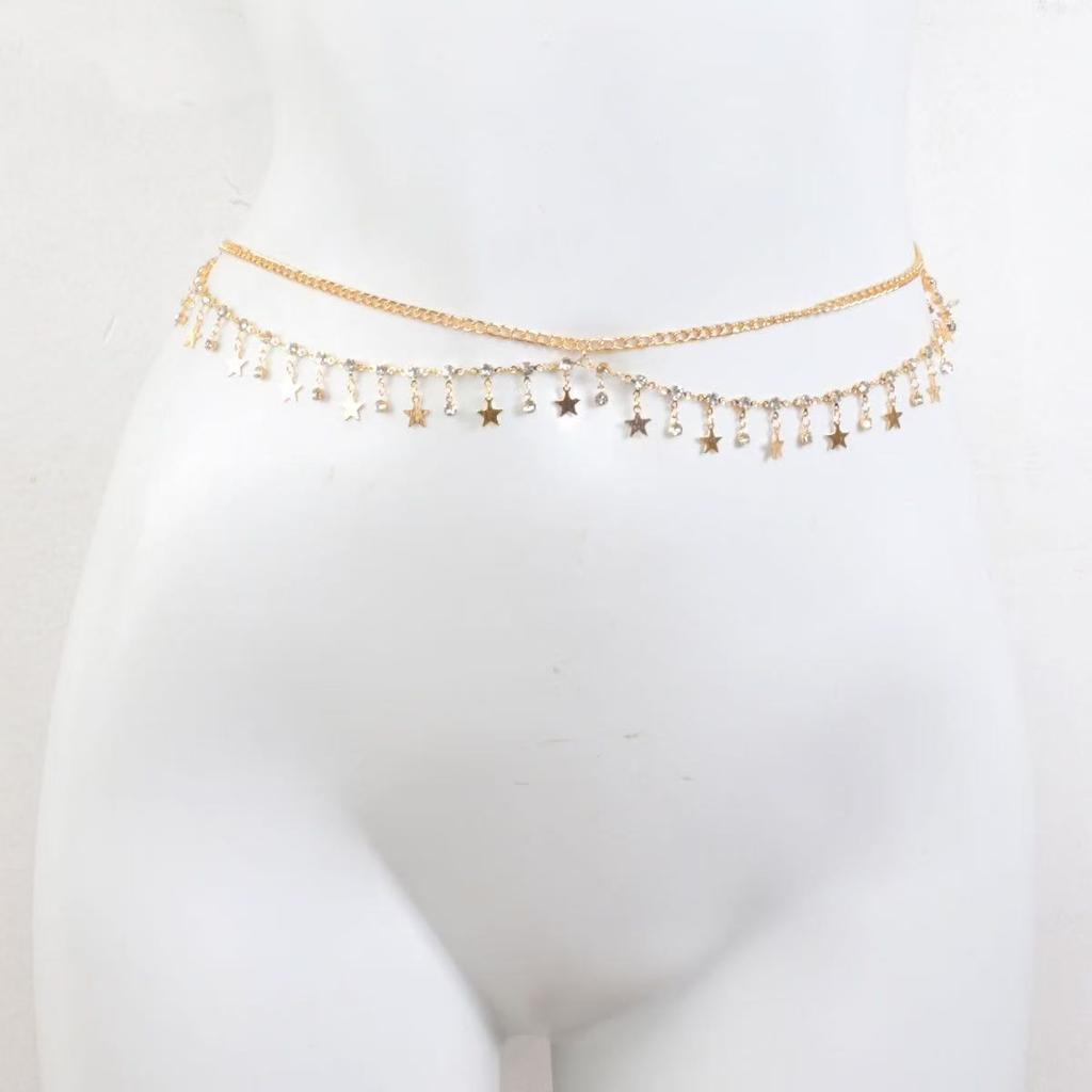European and American Accessories, Spicy Girl Handmade Star Pendant Waist Accessories, Sexy Beach Bikini Multi-layer Tassel Waist Chain for Women