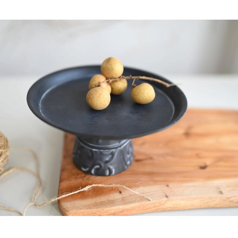Wrought Iron Tall Tray Old Retro Gray Bread Fruit Plate Storage Tray Still Life Gourmet Photography Dessert Table