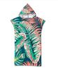 Leaf Pattern Microfiber Beach Towel Quick Dry Hooded Cloak Wetsuit Towels Adult Kids Parent-Child Poncho Bathrobe For Swim Surf