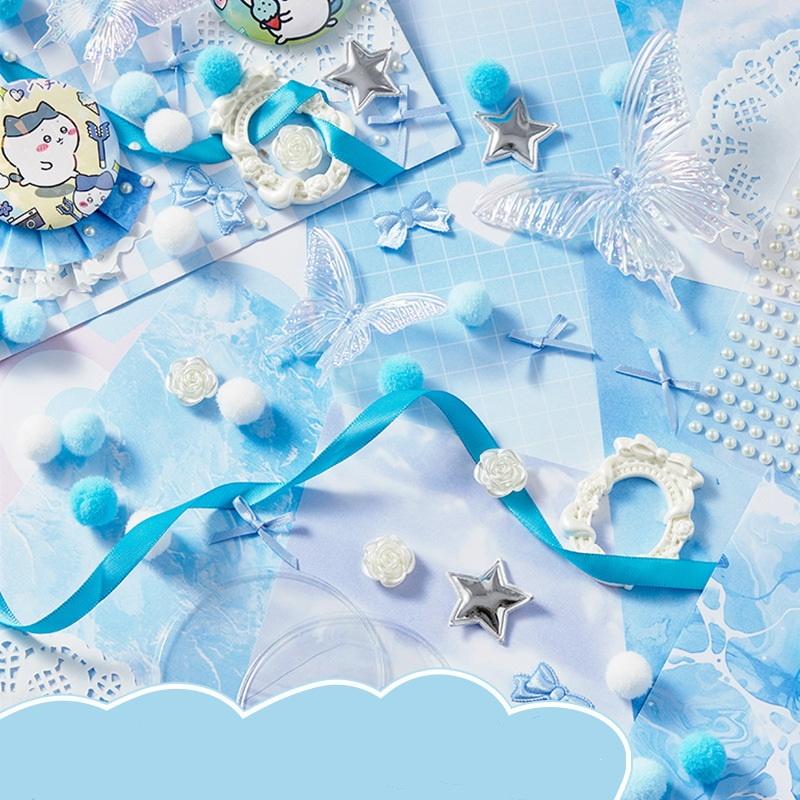 1 Set Multicolor Star Plush Balls Bowknots Cartoon Scene Background Paper Stickers Chinese Style Diy Itabag Insert Material