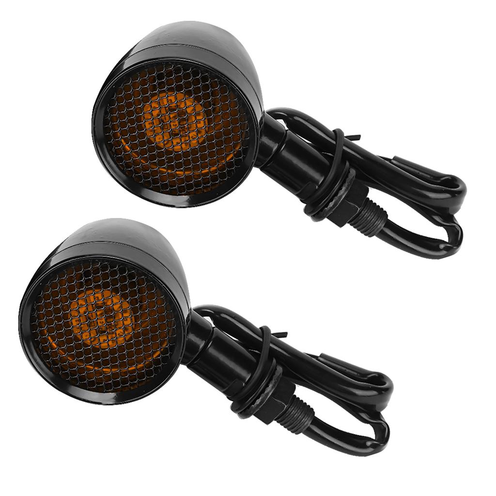 Motorcycle Retro Grid LED Turn Signal Brake Light Metal Blinker Flashes