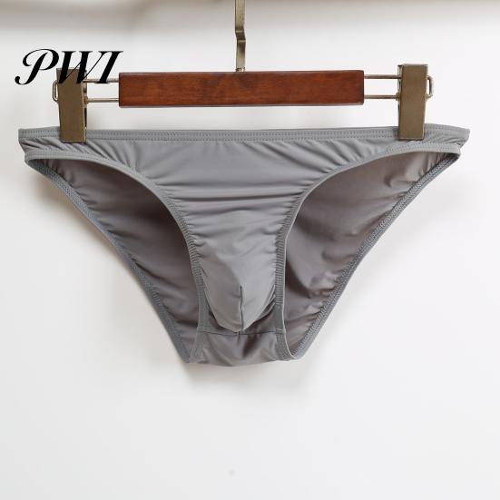Solid Color Briefs Men Summer 3D U-convex Low-rise Underwear Thin Panties Three-dimensional Pouch Moisture-wicking