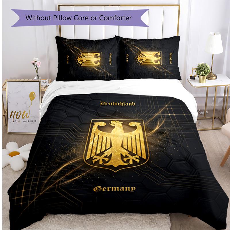 Germany Football Printed Bedding 3 Piece Set Cozy Breathable Bed Cover Set as Housewarming Holiday Gift