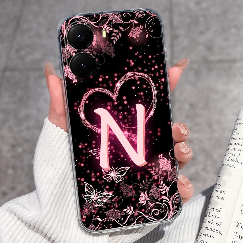 Initial Letter A-Z Fashion Phone Case For Xiaomi Poco X7 X6 X5 X4 X3 Pro C85 C75 C71 C51 C50 Black TPU Soft Silicone Protective Shell For Xiaomi Cover