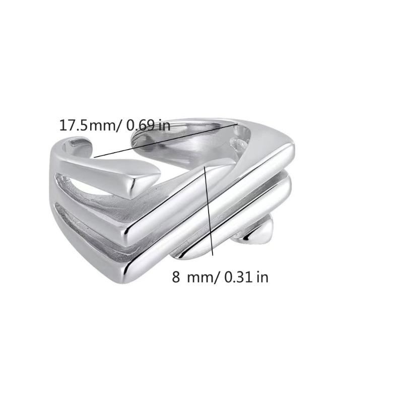 Irregular Geometric Rings Unique Square Cutout Rings with Slanted Texture  Adjustable Open Rings Decoration for Women