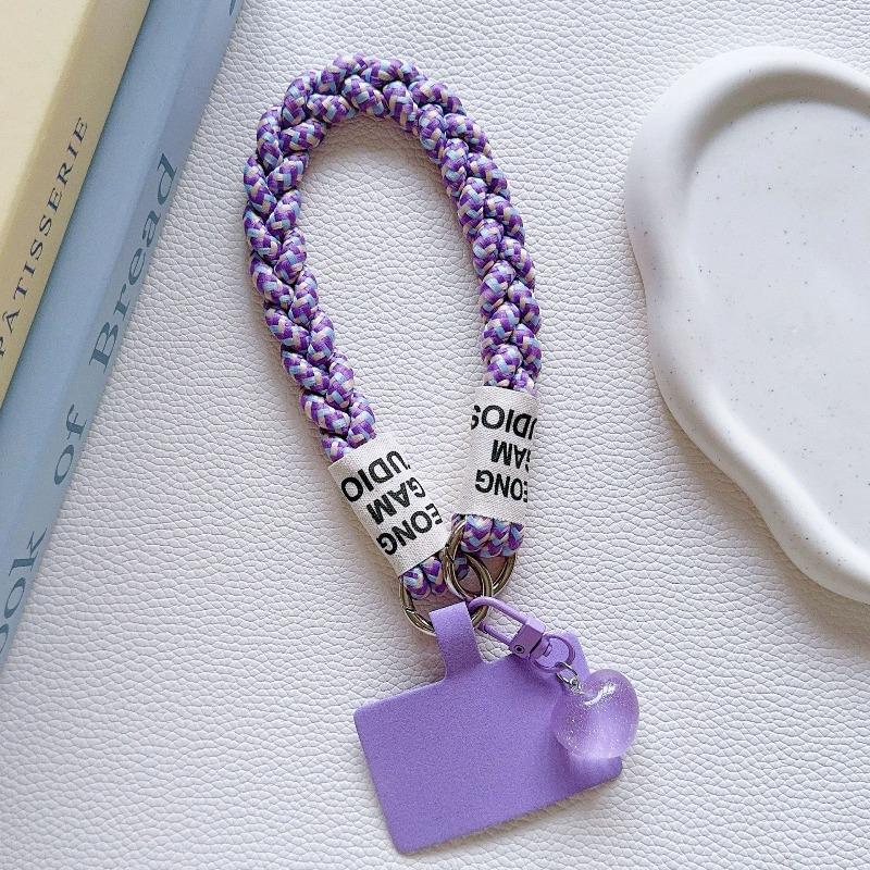Fashion Mobile Phone Lanyard Hanging Decoration Can Be Carried Twist Rope Anti-loss Love Heart Pendant Strong Wrist Short Straps