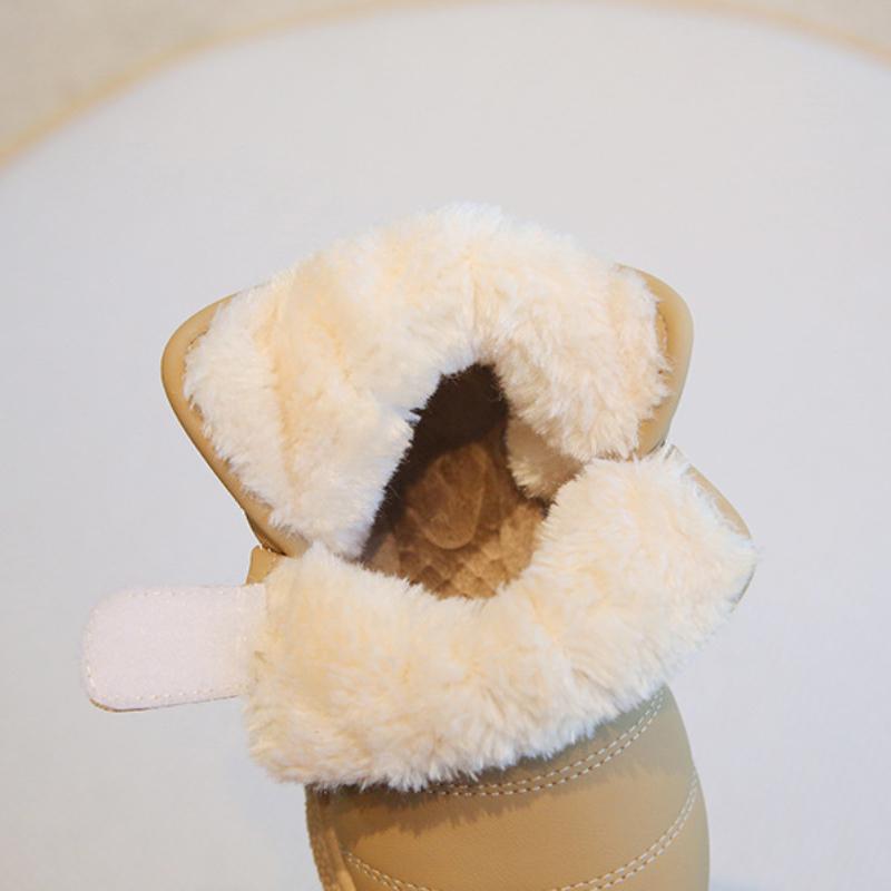Children's snow boots, winter boys' short boots with thick fleece, girls' cotton boots, warm baby cotton shoes