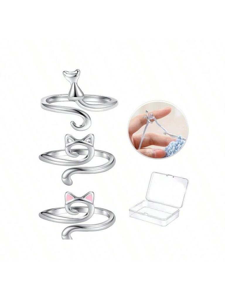 1/2/3/4pc Adjustable Knitting Loop Set: Crochet Loop, Knitting Ring Yarn Guides For Needlework