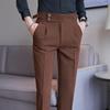 Pantalones de traje de estilo británico para hombre, pantalones elegantes informales de cintura alta, rectos, moda de primavera y otoño, pantalones de traje de Inglaterra, ropa de marca