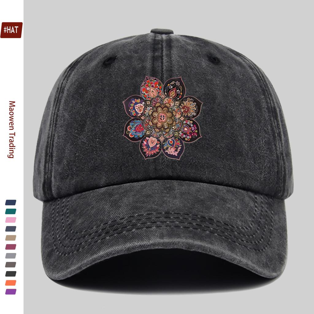 Pc Vintage Paisley Mandala Print Baseball Cap for Women  Men  Adjustable Trucker Hat with Buckle Strap Lightweight Suitable