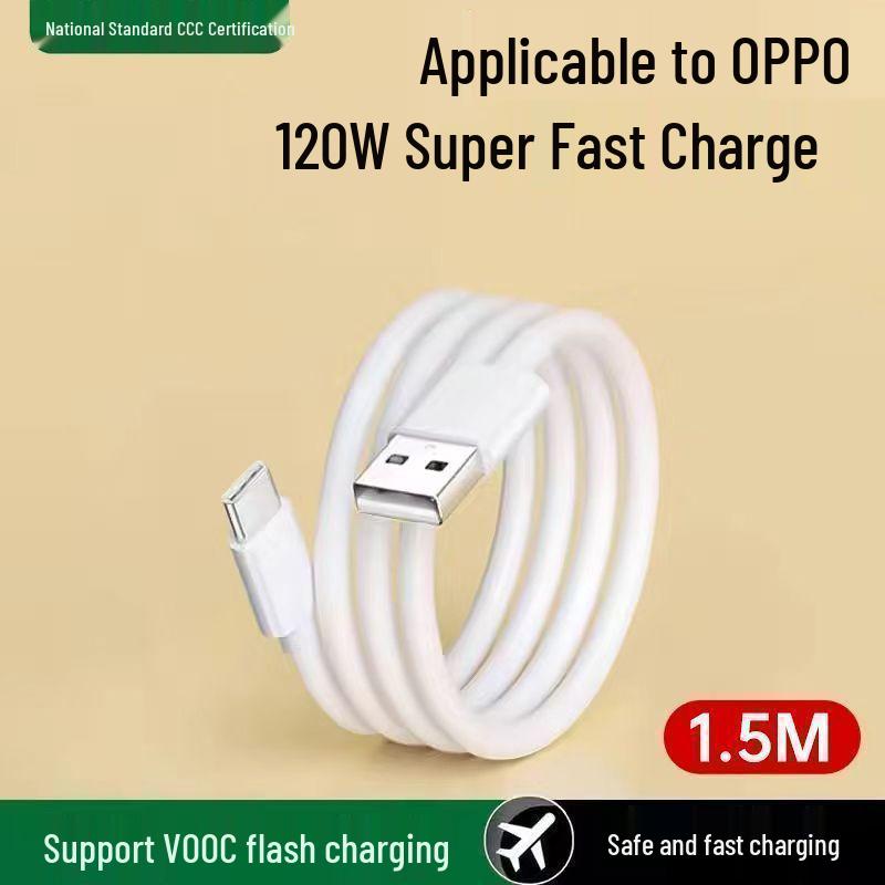 120W Super Flash Charger & Data Cable Set for Reno8/Reno6/R9 - Fast 6A Charging