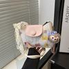 Printed Fashion Cartoon Women Shoulder Square Bag With Lace Bow And Pendant Doll