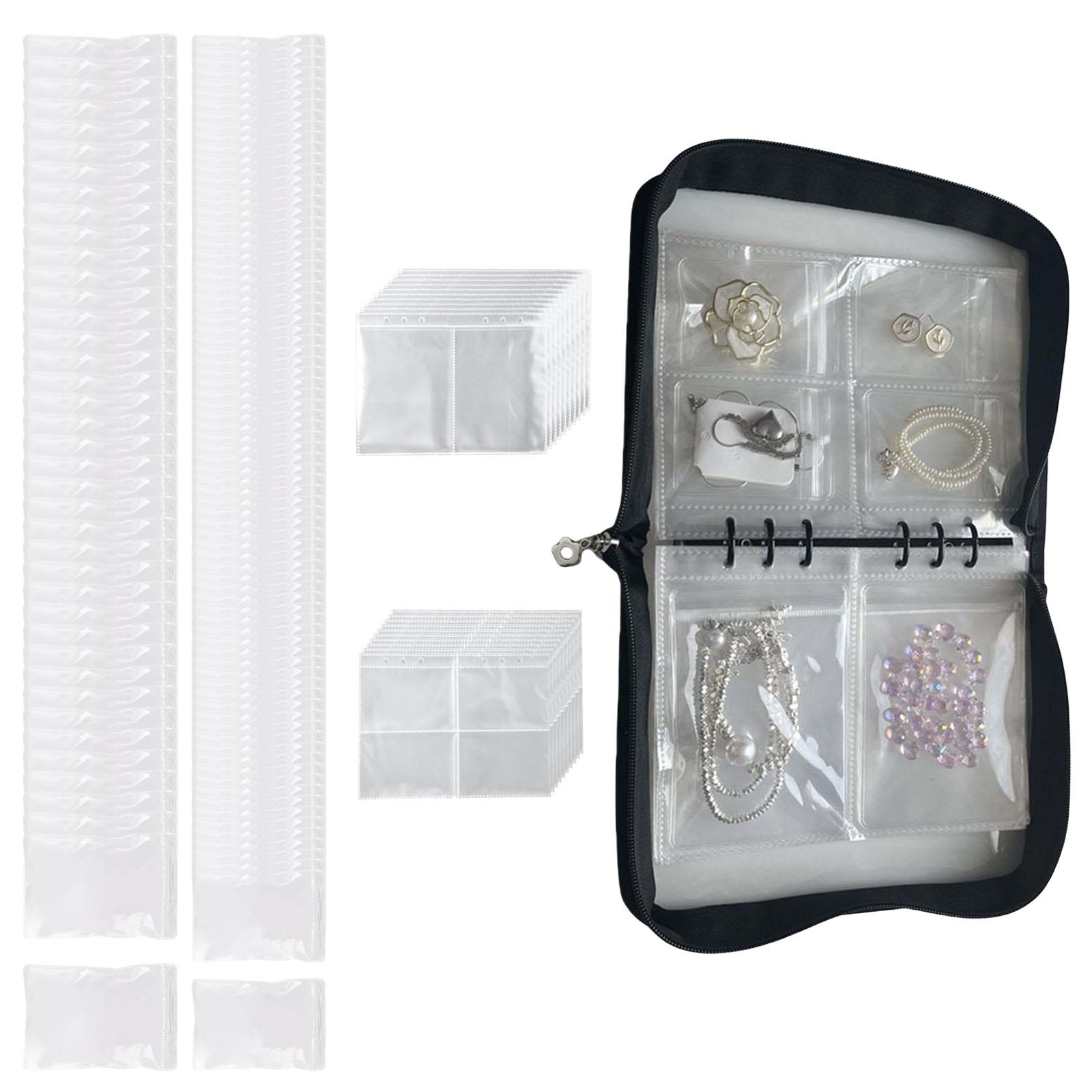 

Дорожный органайзер для украшений с ПВХ-карманами, прозрачный альбом для хранения с кармашками для ожерелий, серег, колец и браслетов чёрный
