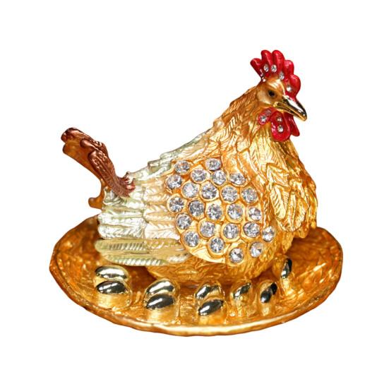 

Фігурка курча з стразами Металева імітація курки Брелок-прикраса Контейнер для ювелірних виробів Тримач Декорація для дому та офісу Настільна прикраса S