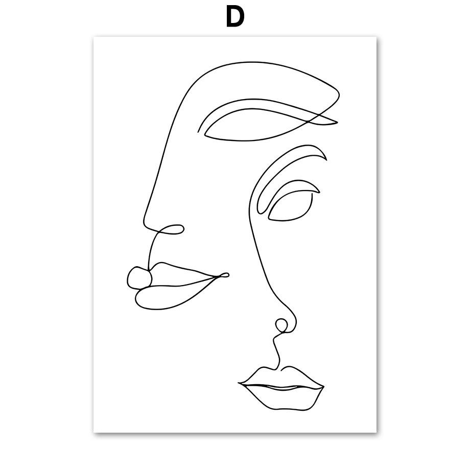 Abstract Sexy Woman Face Lines Wall Art PaintingCanvas  Nordic Aesthetic Posters And Prints Wall Pictures For Living Room Decor