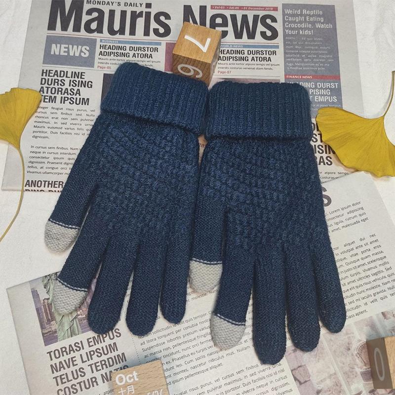 Winter Touchscreen Handschuhe Damen Herren Warm Stretch Strick Fäustlinge Imitatwolle Vollfinger Guantes Häkeln Luvas Verdicken Handschuhe