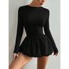 New Arrival Women's Fashion Long Sleeve Bodycon Elastic Puffy Dress, Casual Elegant Dress for Women, European American Style
