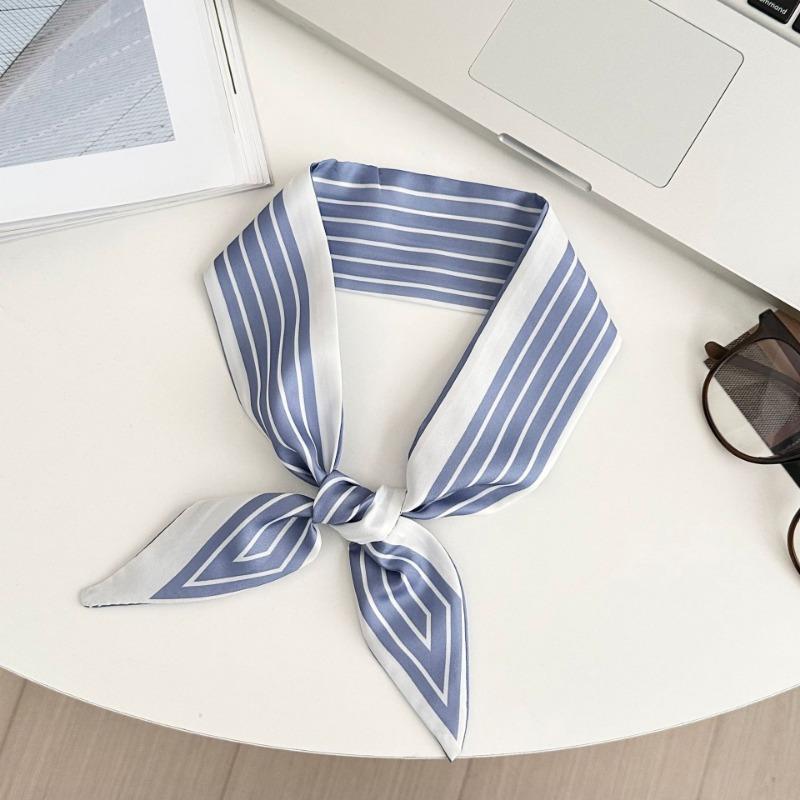 Striped Silk Scarf, Long Strip, New High-end Small Scarf, Neck Accessories, Tied Bag, Streamer Headscarf, Braided Hair Belt, Decorative Belt.