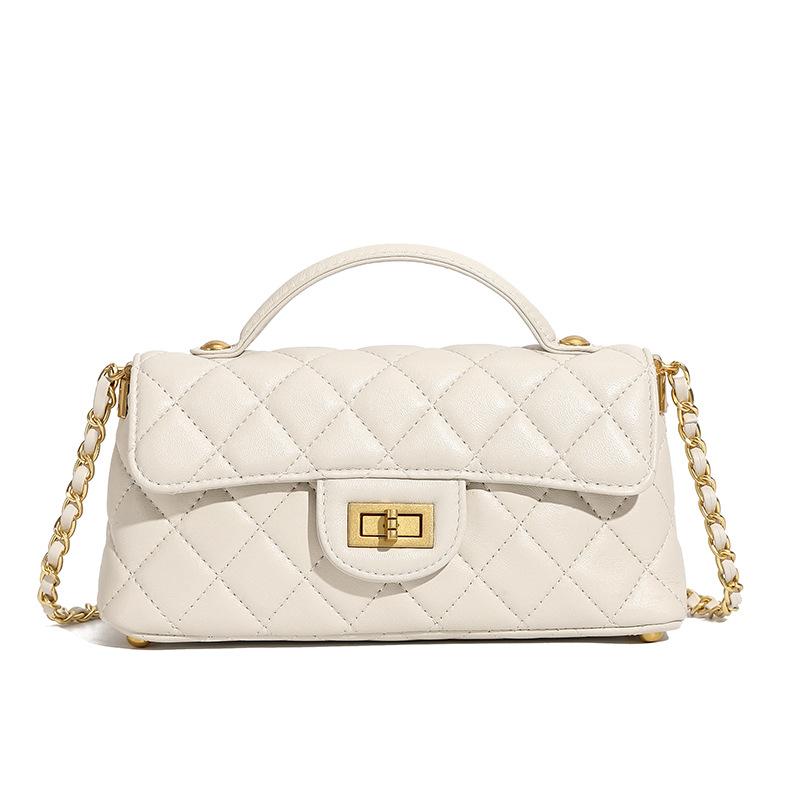 Small-flavor Chain Light Luxury Fashion Women's Genuine Leather Women's Bag New Style Single Shoulder Crossbody Bag Diamond Bag