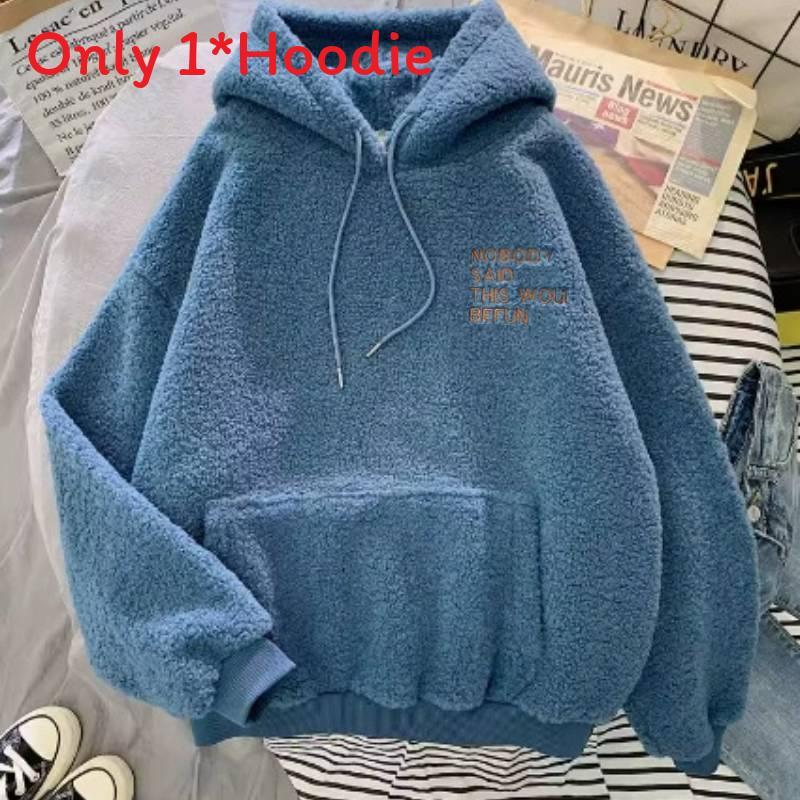 Sweat à capuche épais pour femme avec motif de lettres brodées et coupe ample