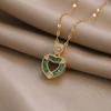 European & American Style Heart-Shaped Zirconia Pendant Necklace for Women