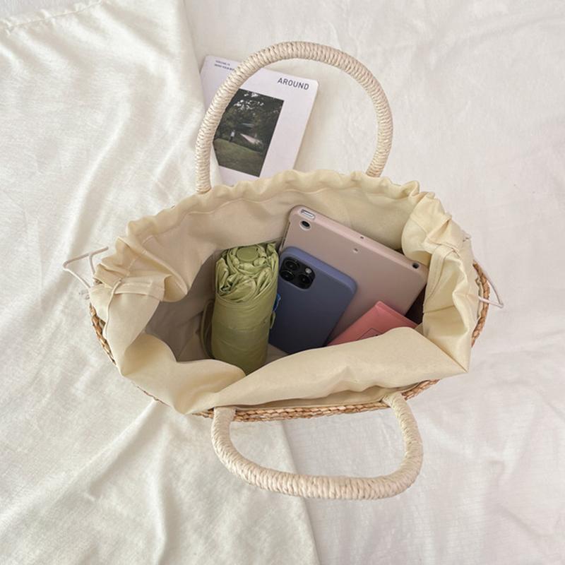 Yogodlns Spring/summer New Straw Fruit Embroidery String Casual Sweet Tote Bags Seaside Resort Atmosphere Shoulder Bags
